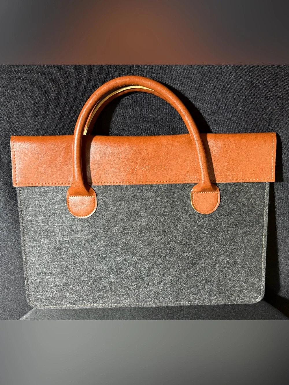 NWOT Drawiger Wool Leather Laptop Sleeve Briefcase 15” MacBook Gray